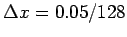 $\Delta x = 0.05/128$