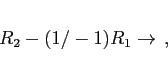 \begin{displaymath}
\begin{array}{r}
\\
R_2-(1/-1)R_1 \rightarrow \\
\\
\end{array},
\end{displaymath}