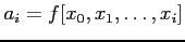 $a_i=f[x_0,x_1,\ldots,x_i]$