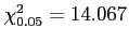 $ \chi_{0.05}^2=14.067$