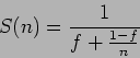 \begin{displaymath}
S(n)=\frac{1}{f+\frac{1-f}{n}}
\end{displaymath}