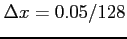 $\Delta x = 0.05/128$