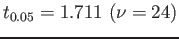 $\displaystyle t_{0.05}=1.711 (\nu=24)
$