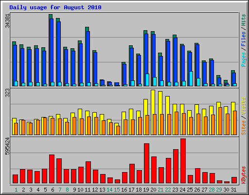 Daily usage for August 2010