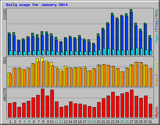 Daily usage for January 2014