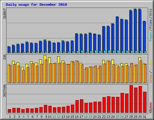 Daily usage for December 2010